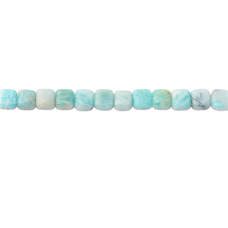 Perles Amazonite Naturelle Carrée Plate 6mm Trou 0.8mm Environ 64pcs Fil de 39cm