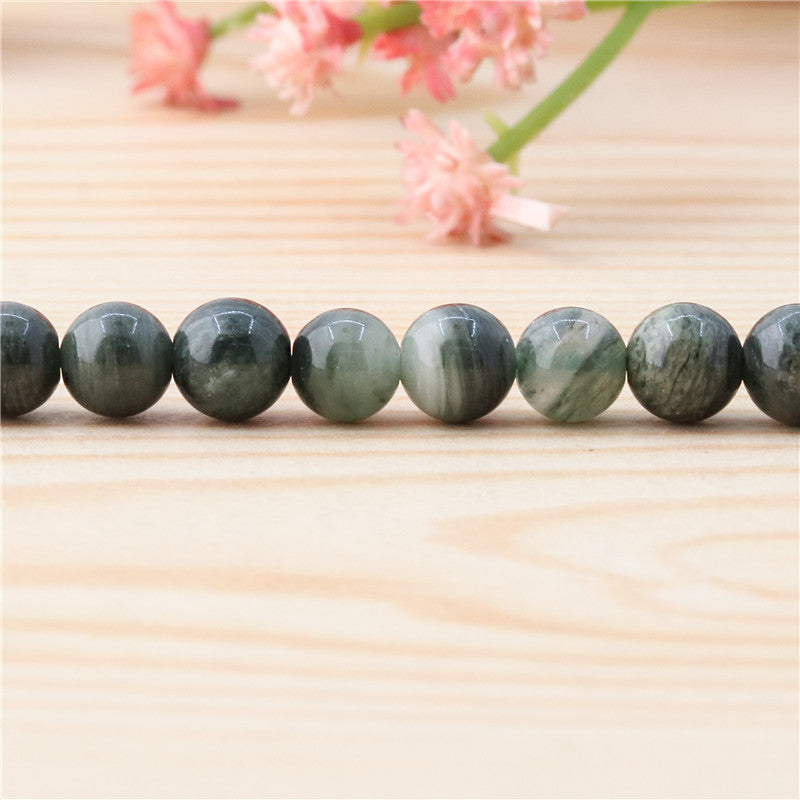 Natural Laoshan Green Stone Beads Round 6mm Hole 0.8mm about 65pcs 39cm strand