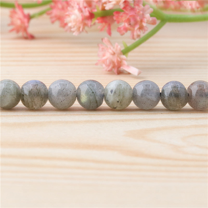 Perles Labradorite naturelle ronde 6mm trou 0.8mm environ 65pcs sur fil 39cm