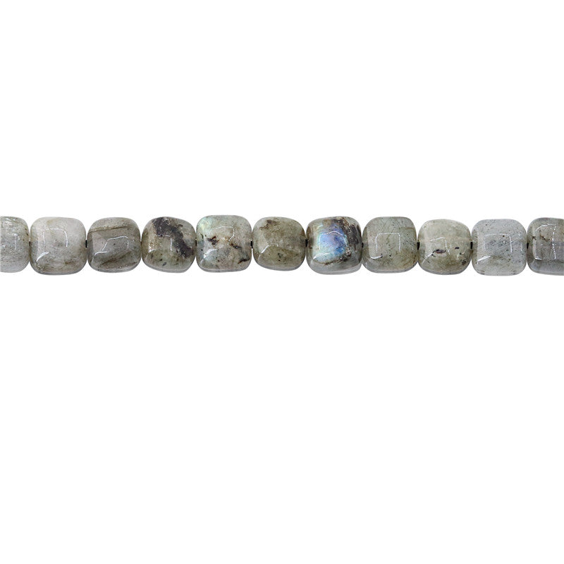 Perline di labradorite naturale piatte quadrate da 6 mm, foro da 0,8 mm, circa 64 pezzi, filo da 39 cm.