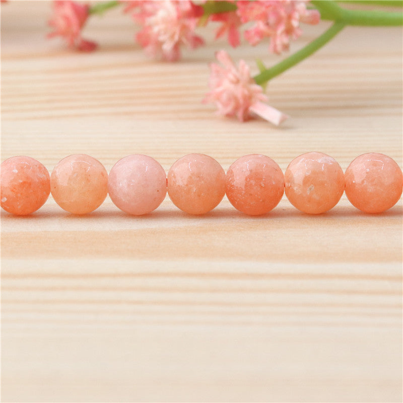 Natural Peach Calcite A Beads Round 6mm Hole 0.8mm about 65pcs 39cm strand