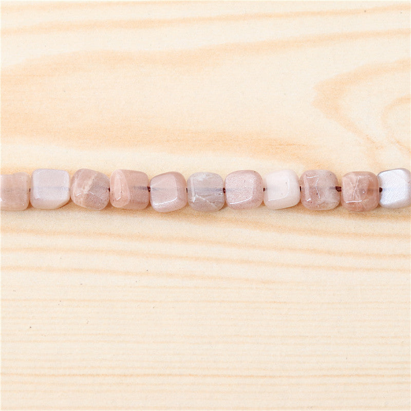 Natural Orange Moonstone Beads Flat Square 6mm Hole 0.8mm about 64pcs 39cm strand