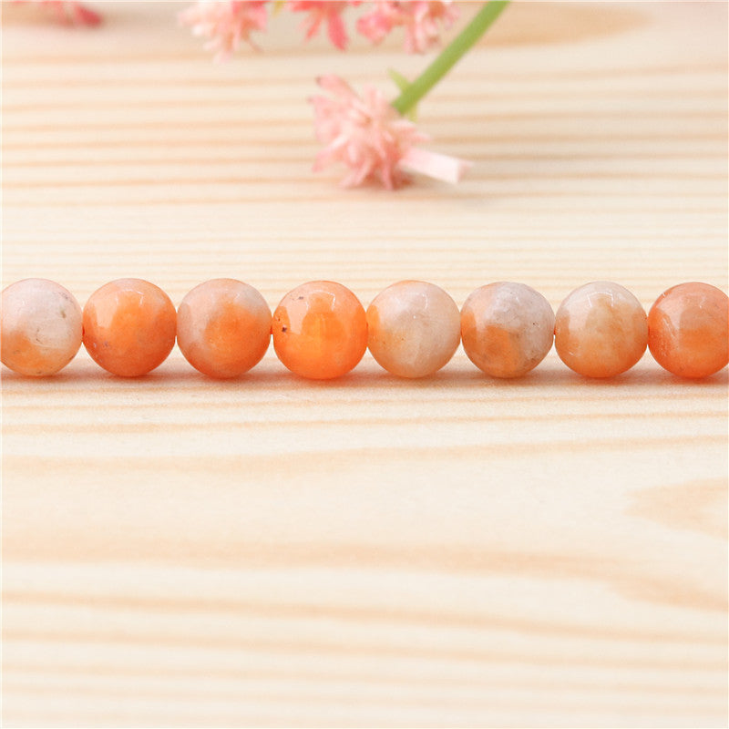 Contas de calcita laranja natural redondas 6mm furo 0.8mm cerca de 65pcs 39cm fio