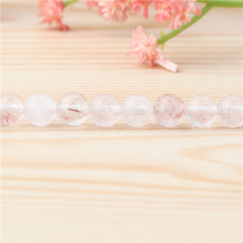 Perles de cristal rose naturel rondes sur fil de 6mm trou 0.8mm environ 65pcs 39cm