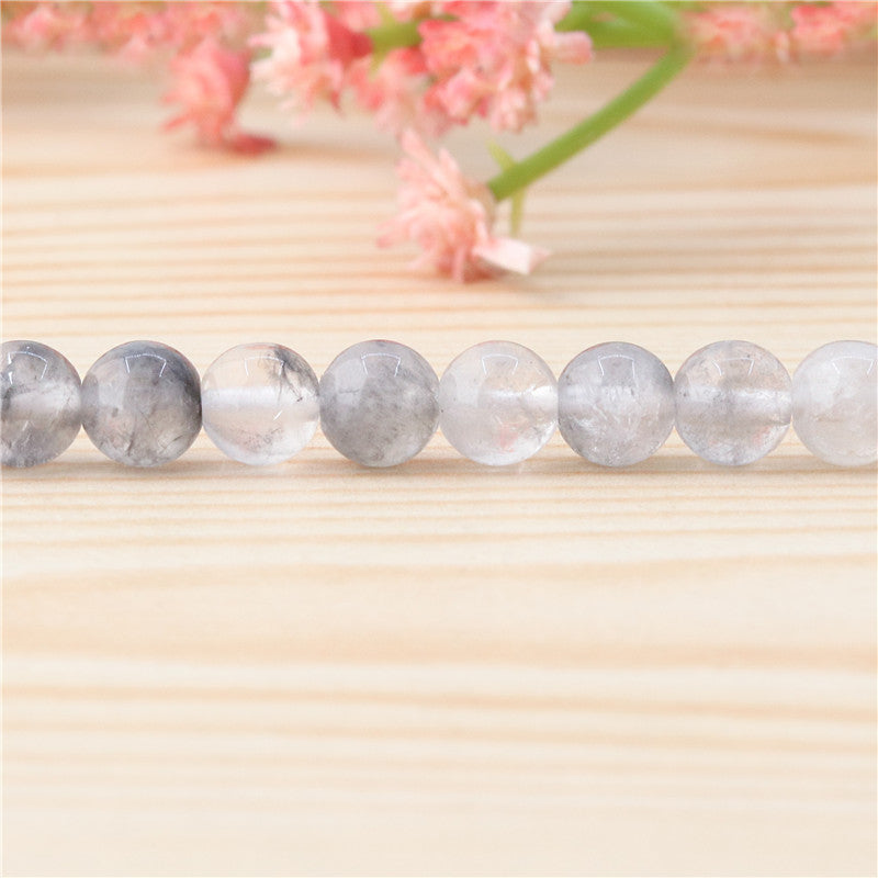 Perles de cristal de nuage naturel rondes sur fil de 6mm trou 0.8mm environ 65pcs 39cm