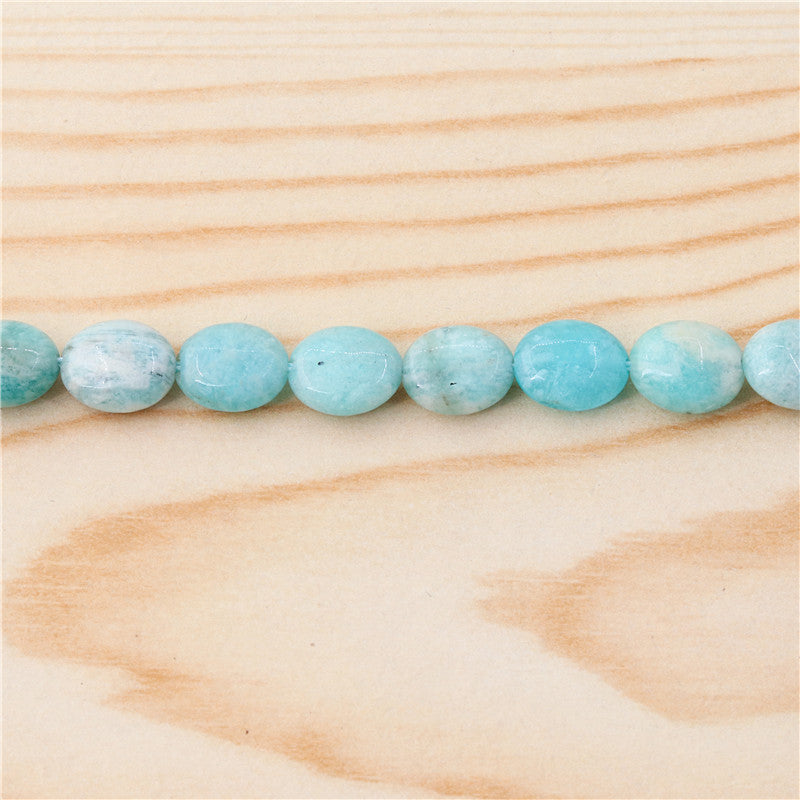 Perles Amazonite naturelles ovales sur fil 8x10mm trou 1mm environ 40pcs 39cm