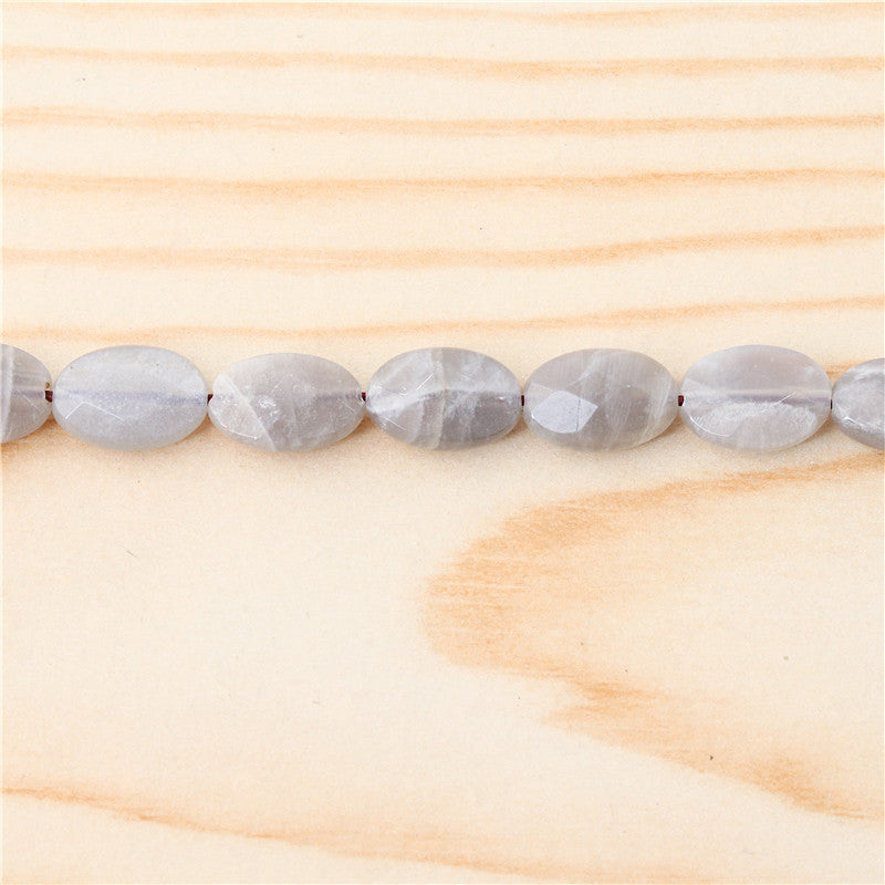 Perles Pierre de Lune Grise Naturelle Ovale Facette sur fil 8x12mm trou 1mm Environ 33pcs 39cm