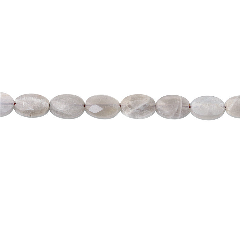 Perles Pierre de Lune Grise Naturelle Ovale Facette sur fil 8x12mm trou 1mm Environ 33pcs 39cm