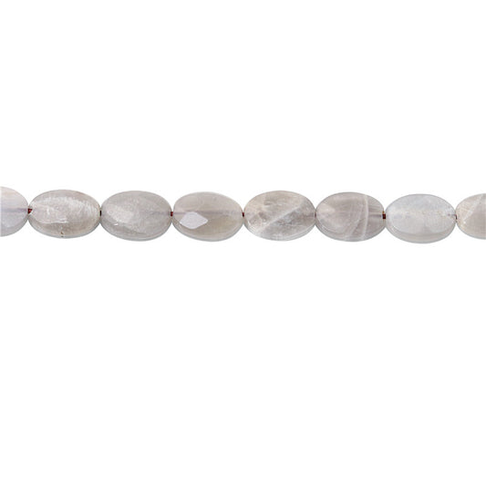 Perles Pierre de Lune Grise Naturelle Ovale Facette sur fil 8x12mm trou 1mm Environ 33pcs 39cm