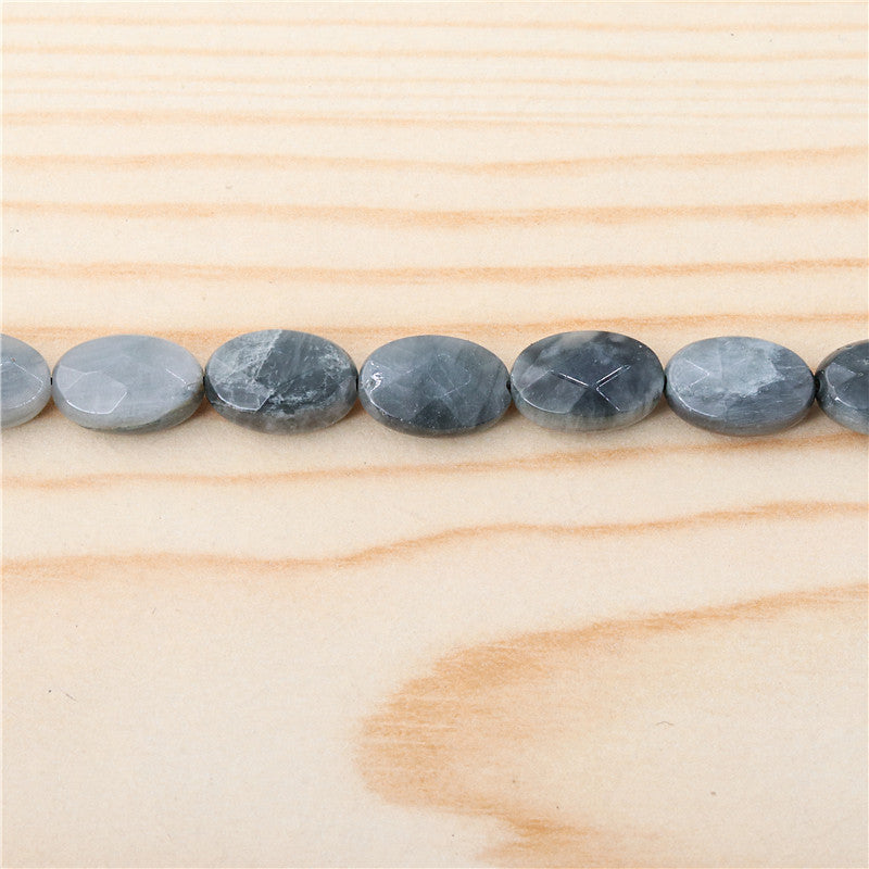 Natural Eagle Eyes Beads Oval Faceted 8x12mm Hole 1mm about 33pcs 39cm strand