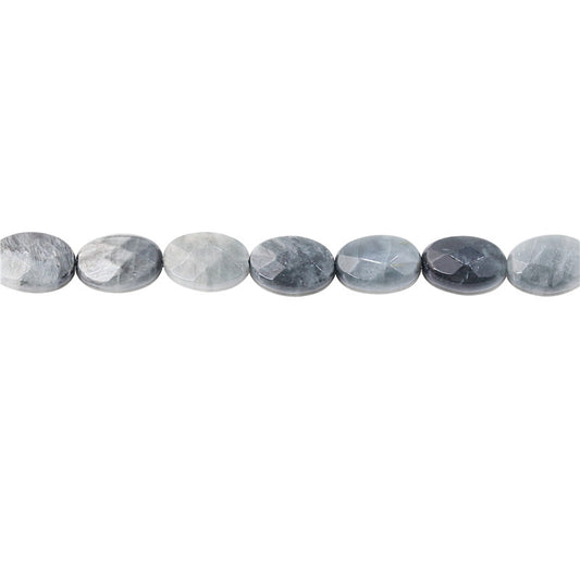 Natural Eagle Eyes Beads Oval Faceted 8x12mm Hole 1mm about 33pcs 39cm strand