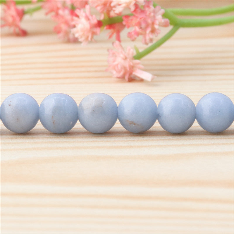 Contas de angelite azul natural redondas 8mm furo 1mm cerca de 50pcs 39cm fio