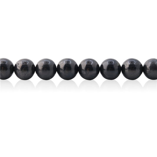 Perles shungite naturelles rondes 8mm trou 1mm environ 50pcs sur fil 39cm