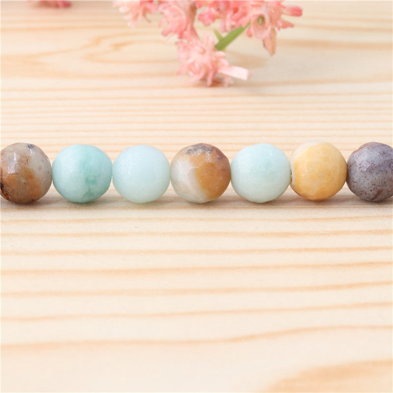 Natural Amazonite Beads Round Faceted 8mm Hole 1mm about 49pcs 39cm strand