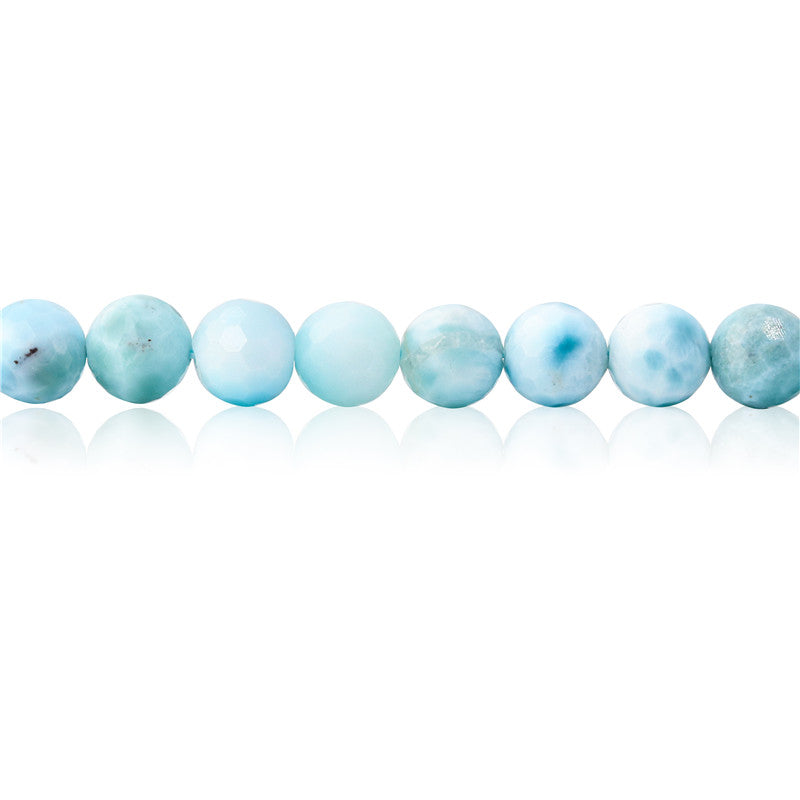 Natural Larimar Beads Round Faceted 8mm Hole 1mm about 49pcs 39cm strand