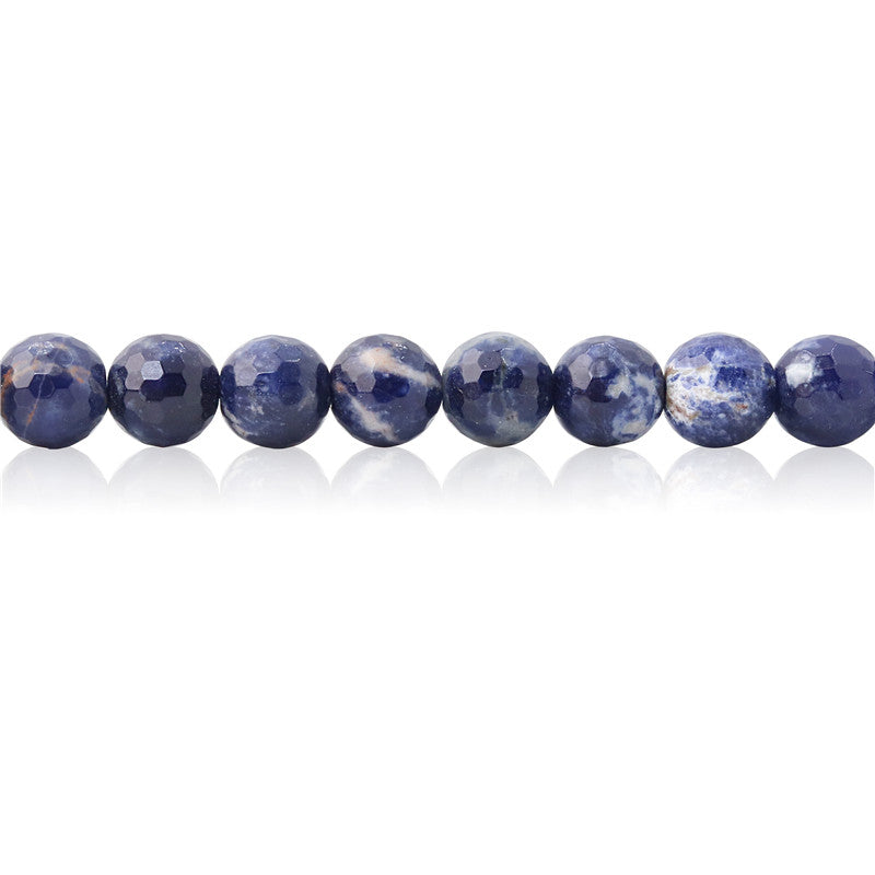 Perline di sodalite naturale rotonde sfaccettate da 8 mm, foro da 1 mm, circa 49 pezzi di filo da 39 cm