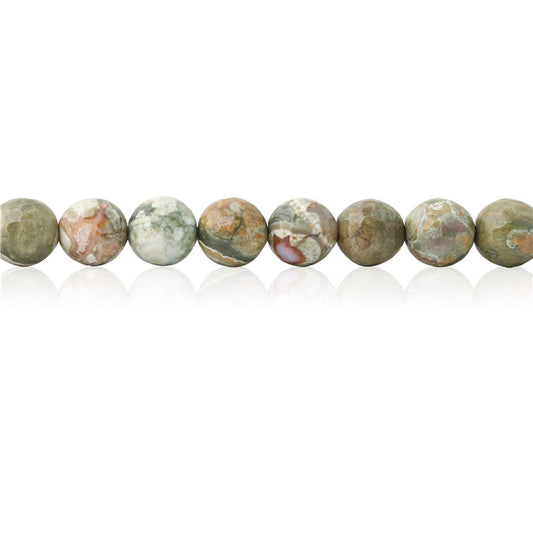 Natural Rhyolite Jasper Beads Round Faceted 8mm Hole 1mm about 49pcs 39cm strand