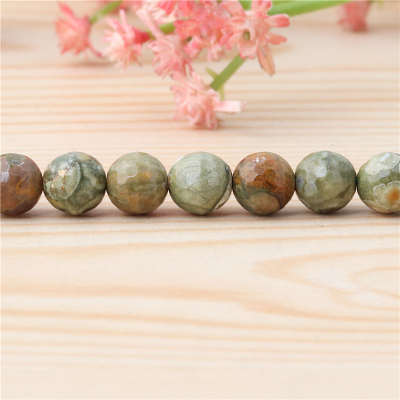 Natural Rhyolite Jasper Beads Round Faceted 8mm Hole 1mm about 49pcs 39cm strand