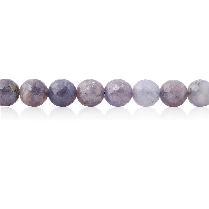 Perles rondes en cordiérite iolite naturelle facette 8mm trou 1mm environ 49pcs 39cm sur fil