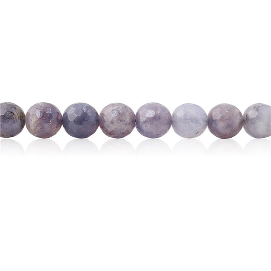 Perles rondes en cordiérite iolite naturelle facette 8mm trou 1mm environ 49pcs 39cm sur fil