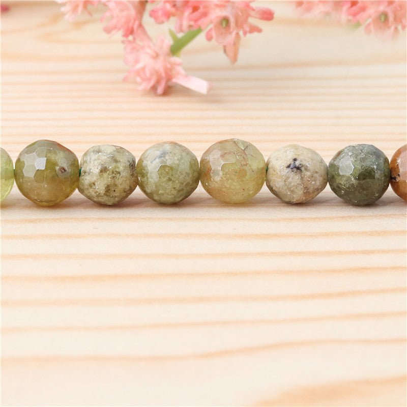 Natural Green Garnet Beads Round Faceted 8mm Hole 1mm about 49pcs 39cm strand