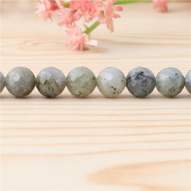 Natural Labradorite Beads Round Faceted 8mm Hole 1mm about 49pcs 39cm strand