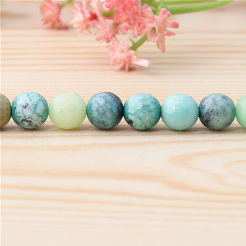 Natural Green Grass Agate Beads Round Faceted 8mm Hole 1mm about 49pcs 39cm strand