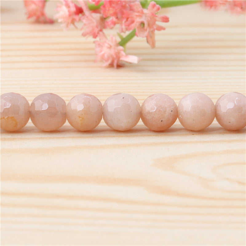 Natural Orange Moonstone B Beads Round Faceted 8mm Hole 1mm about 49pcs 39cm strand