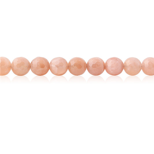 Pierre de lune orange naturelle A perles rondes facette trou 8mm trou 1mm environ 49pcs 39cm sur fil