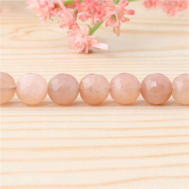 Pedra da lua laranja natural contas redondas facetadas 8mm furo 1mm cerca de 49pcs 39cm fio