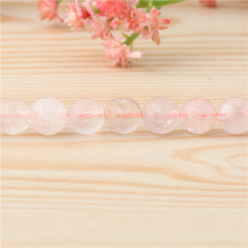 Natural Rose Crystal Beads Round Faceted 8mm Hole 1mm about 49pcs 39cm strand