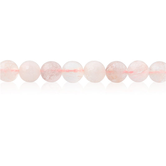 Perles Cristal Rose Naturel Rond Facette 8mm Trou 1mm Environ 49pcs Fil de 39cm