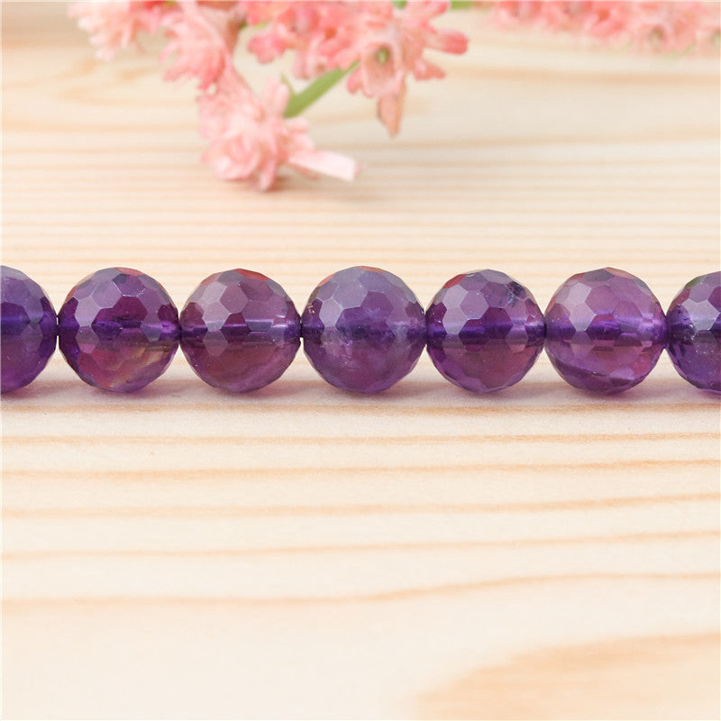 Natural Amethyst Beads Round Faceted 8mm Hole 1mm about 49pcs 39cm strand