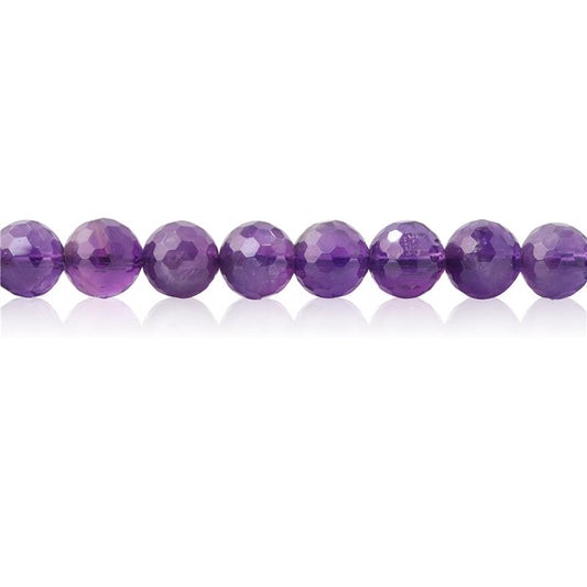 Natural Amethyst Beads Round Faceted 8mm Hole 1mm about 49pcs 39cm strand