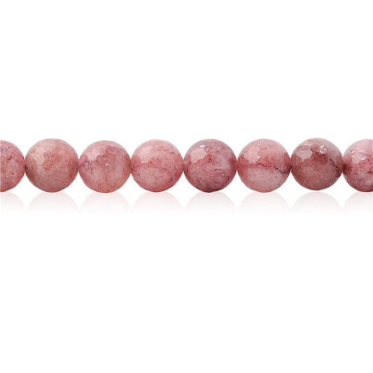 Natural Strawberry Crystal Quartz Beads Round Faceted 8mm Hole 1mm about 49pcs 39cm strand