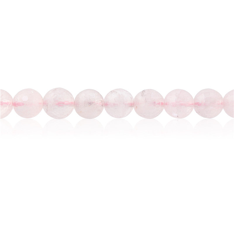 Perline di quarzo rosa naturale rotonde sfaccettate da 8 mm, foro da 1 mm, circa 49 pezzi di filo da 39 cm