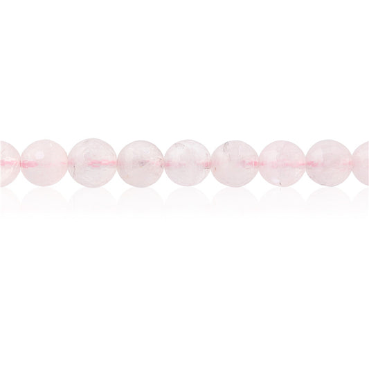 Perline di quarzo rosa naturale rotonde sfaccettate da 8 mm, foro da 1 mm, circa 49 pezzi di filo da 39 cm