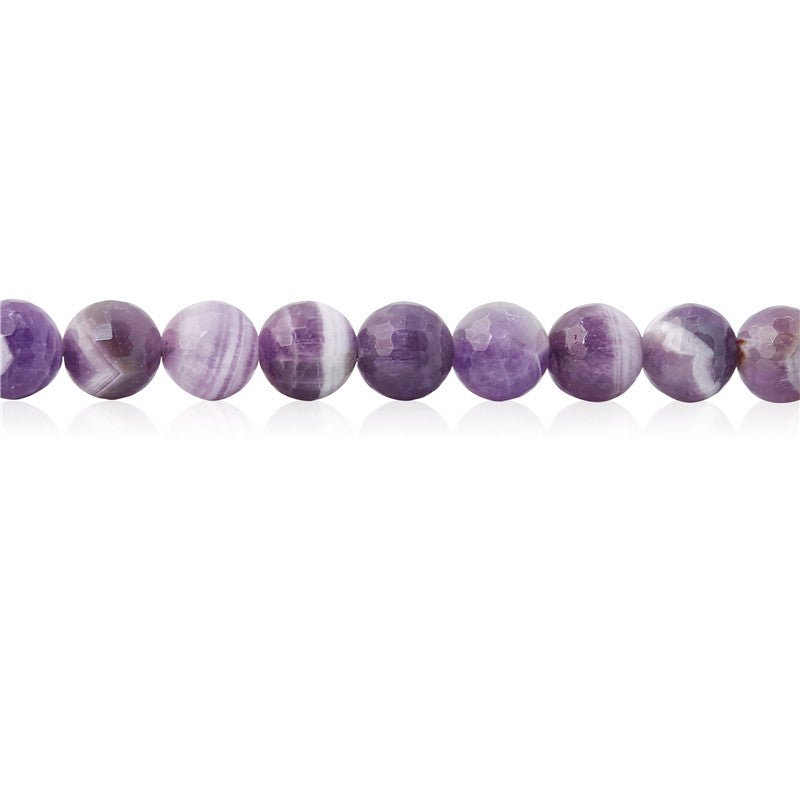 Natürliche Hundezahn-Amethyst-Perlen, rund, facettiert, 8 mm, Loch 1 mm, ca. 49 Stück, 39 cm Strang