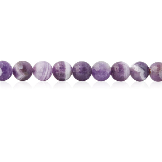 Natürliche Hundezahn-Amethyst-Perlen, rund, facettiert, 8 mm, Loch 1 mm, ca. 49 Stück, 39 cm Strang