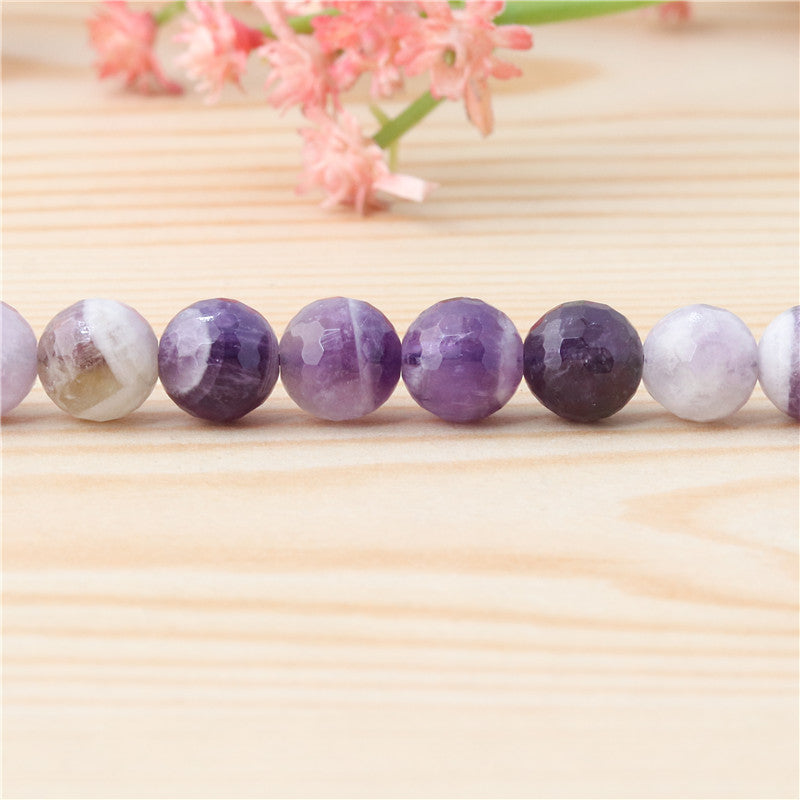 Natural Dog Tooth Amethyst Beads Round Faceted 8mm Hole 1mm about 49pcs 39cm strand