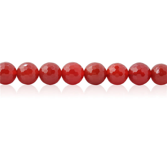 Perles d'agate rouge naturelle ronde facette 8mm trou 1mm environ 49pcs 39cm sur fil