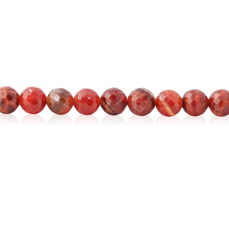 Natural Fire Agate Beads Round Faceted 8mm Hole 1mm about 49pcs 39cm strand