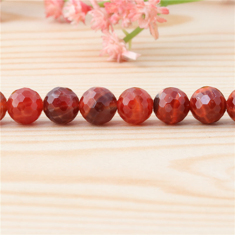 Natural Fire Agate Beads Round Faceted 8mm Hole 1mm about 49pcs 39cm strand