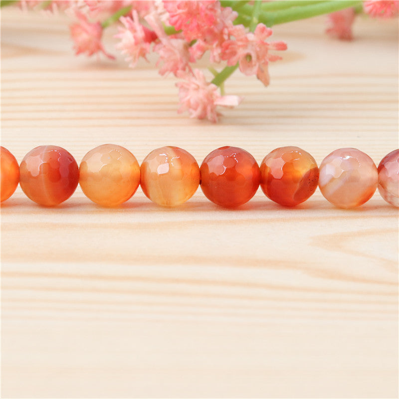 Natural Carnelian Beads Round Faceted 8mm Hole 1mm about 49pcs 39cm strand