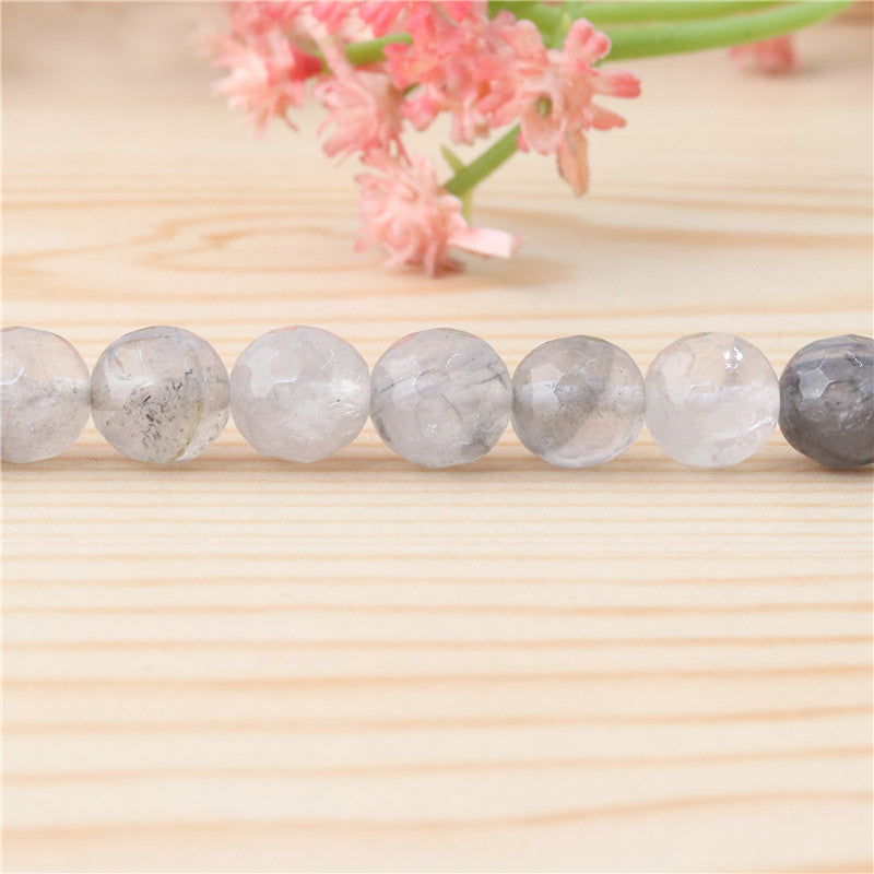 Natural Cloud Crystal Beads Round Faceted 8mm Hole 1mm about 49pcs 39cm strand