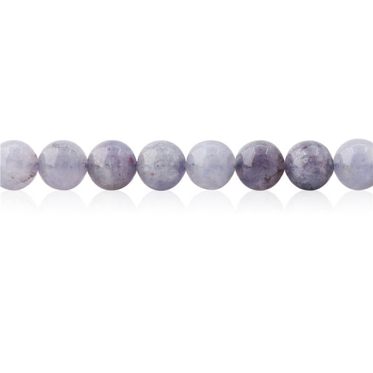 Perles rondes en cordiérite iolite naturelle trou 8mm 1mm environ 50pcs sur fil 39cm