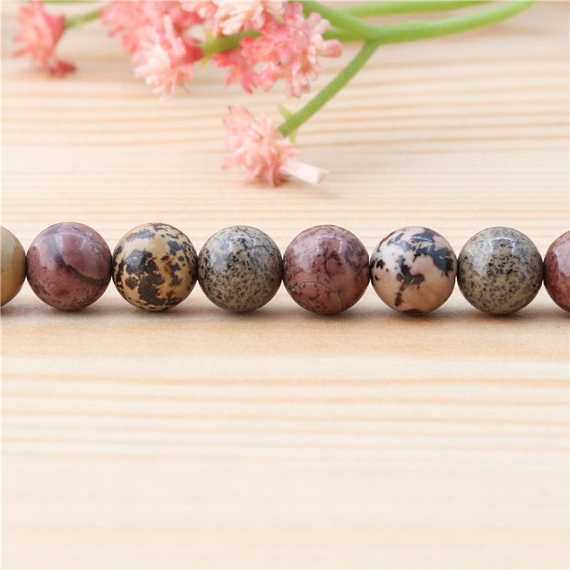 Natural Flower Stone Beads Round 8mm Hole 1mm about 50pcs 39cm strand