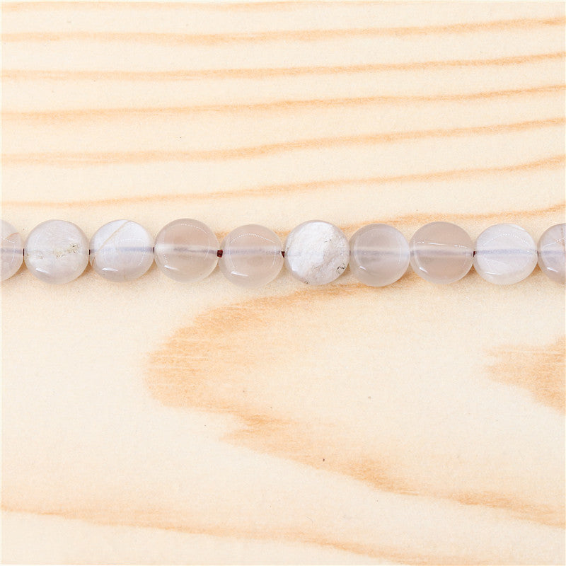 Natural Grey Moonstone Beads Flat Round 8mm Hole 1mm about 49pcs 39cm strand