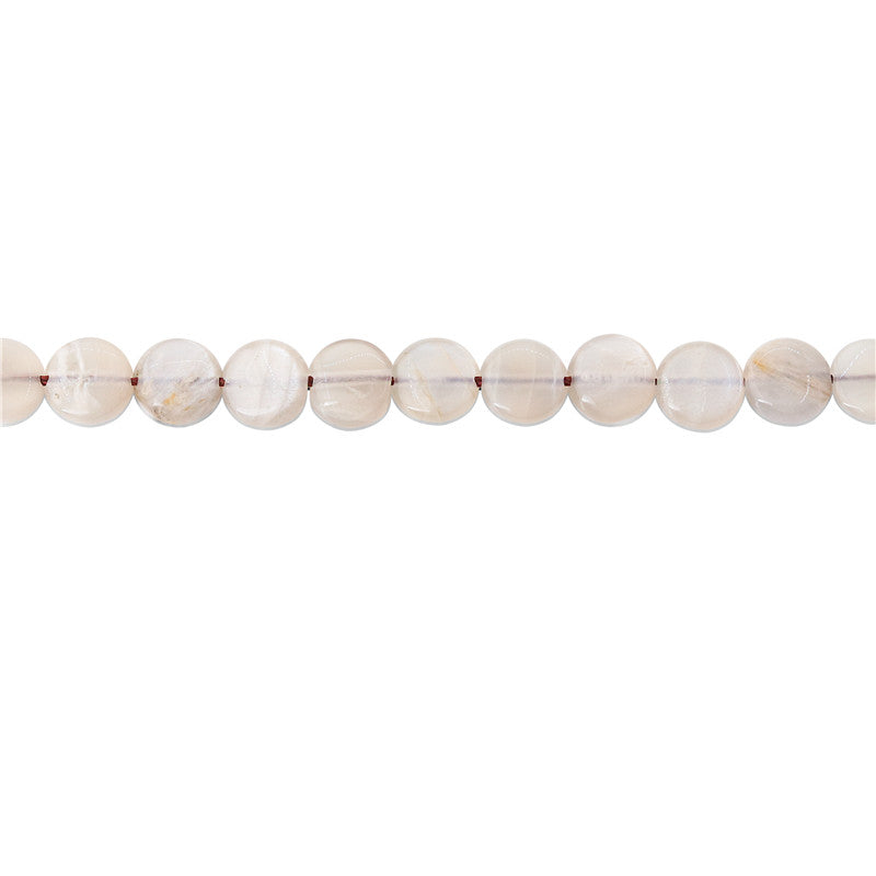 Natural Grey Moonstone Beads Flat Round 8mm Hole 1mm about 49pcs 39cm strand