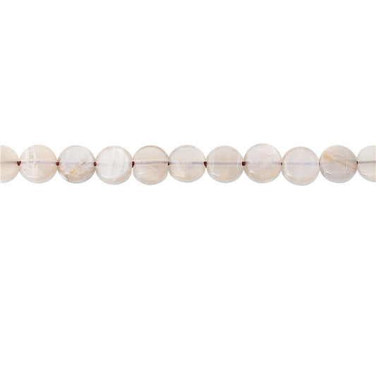 Natural Grey Moonstone Beads Flat Round 8mm Hole 1mm about 49pcs 39cm strand